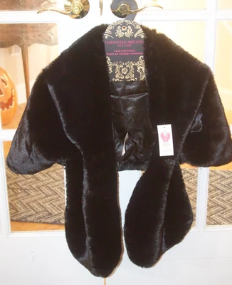 Estola de piel sintética Christian Siriano envoltura de boda para mujer talla única forrada negra nueva con etiquetas Foto 1 de 4