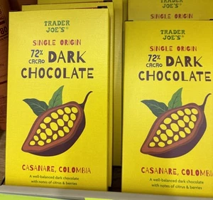2 Packs Trader Joe’s Single Origin 72% Cacao Dark Chocolate 3.5 oz NEW ITEM - Picture 1 of 3