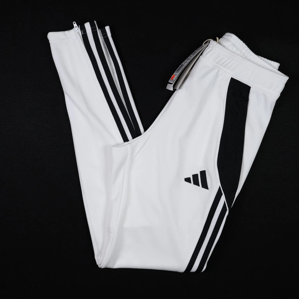 Adidas Tiro 24 Track Pants Mens Sz 2 XL White Black Tapered Zip Pockets XXL