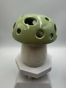 Decorative Ceramic Mushroom Shaped Flower Frog Green And White - Picture 1 of 6