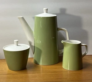 Mikasa Cera Stone Japan Sage Green Minimalist Coffee Pot w/ Creamer & Sugar - Picture 1 of 12