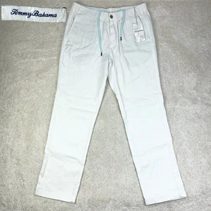 Neu Tommy Bahama Herren Strand Leinenmischung Kontinental Stretch weiß Hose Large - Bild 1 von 19