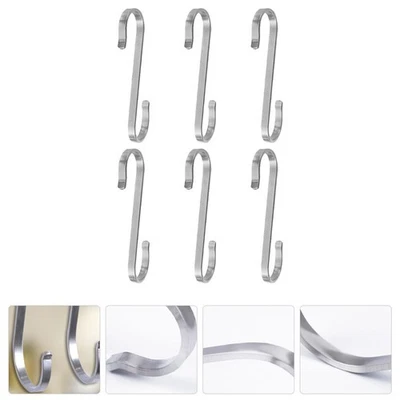  6 Pcs Stainless Steel Towel Hook Pot Holder Hooks Bag Metal Hangers - Image 1 of 4
