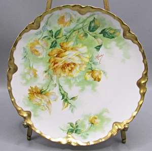 Haviland Coupe Salad Plate - Yellow Roses - Signed "Henry" - Ranson Blank - Picture 1 of 4