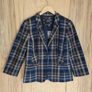 The Limited Womens Size M Multicolor 100% Cotton Plaid Tweed All Season Blazer - Picture 1 of 17
