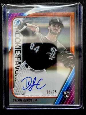 2020 Bowman Chrome Dylan Cease Orange Refractor ROY Favorites Auto /25 - Image 1 of 2