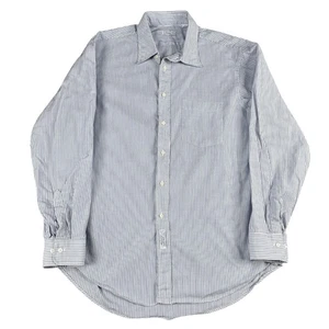 Christian Dior 100% Cotton Mens Blue & White Striped Dres Shirt Sz 17 34-35 - Picture 1 of 4