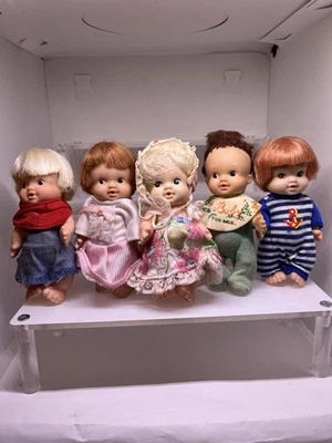 doll lot x 5 peewee uneeda 1966 good preowned condition with visible wear vtg - Image 1 of 4