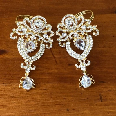 Juego de 2 Elegantes Soporte de Anillo Servilletero Cristal Estrás Tono Dorado Decoración de Boda Foto 1 de 4