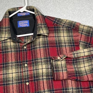 Vintage Pendleton Lodge Hemd Herren XL braun rot kariert Wolle Flanell Knopfleiste Gorp - Bild 1 von 15