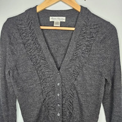 MARISA CHRISTINA Cardigan Sweater 100% Italian Merino Wool Women's Small Gray  - Image 1 of 4