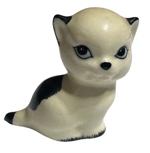 Vintage Szeiler Cream/Black Sitting Cat Porcelain Figurine 6 cm Tall - Picture 1 of 6