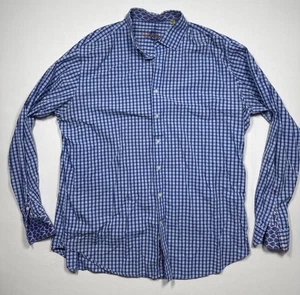 Puño abatible Robert Graham manga larga azul a cuadros botón XXL alto 2XLT cachemir - Imagen 1 de 12