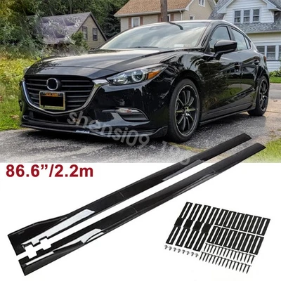 Glossy 86.6" Side Skirts Extension Rocker Splitter Lip For Mazda 2 3 6 Sedan Foto 1 de 4