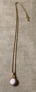 Vintage Monet Double Sided Pendant On a 35” Goldtone Chain - Picture 1 of 3