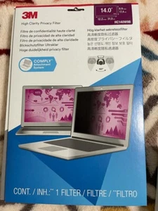 3M High Clarity Privacy Filter for 14in Laptop with Flip Attach - HC140W9B - Picture 1 of 1