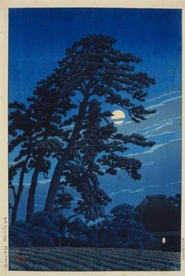 Kawase Hasui : Full Moon in Magome [Woodblock] : 1930 Art Print - Image 1 of 2