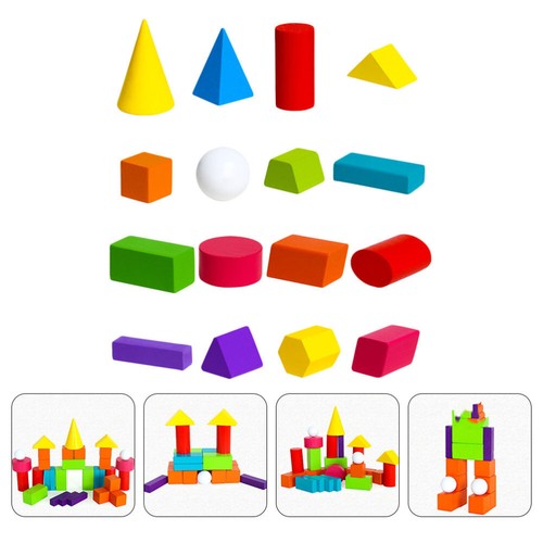 Math Teaching Aid Solid Geometry Building Blocks Puzzle Soft Plastic