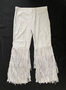 NWT Ursime High Waist Wide Leg Bell Bottom Pants, Western Gray Fringe, XL 38x30 - Picture 1 of 13