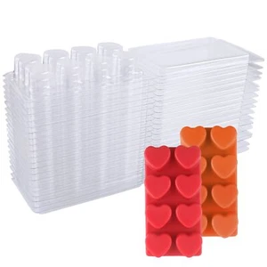 Wax Melt Containers-8 Cavity Clear Empty Plastic Wax Melt Molds-25 Packs Hear... - Picture 1 of 7