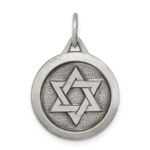 Sterling Silver Antiqued Star of David Medal - Picture 1 of 5