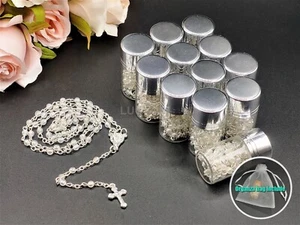 US 12pcs Virgen Guadalupe Clear Recuerdos Comunion Boda Rosary Bottle Favors - Picture 1 of 5