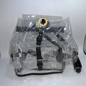 NWT NFL Washington Redskins Clear Stadium Backpack Black Leather Straps - Picture 1 of 7