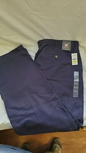 Van Heusen Flat Front Pants Wrinkle Free Stainshield Navy 36wx32L New lot#1765 - Picture 1 of 5