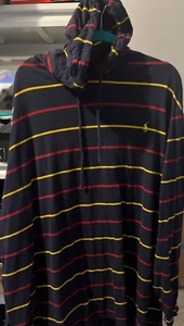 Polo Ralph Lauren t-shirt con cappuccio uomo NAVY/MULTICOLORE a righe TG 4XLT USATA - Foto 1 di 5