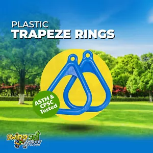 SET ALTALENA ROBA PLASTICA ANELLI TRAPEZIO BLU (COPPIA) accessorio parco giochi bambini 0005 - Foto 1 di 8