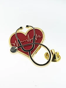 Stethoscope Heart Lapel Pins - Picture 1 of 1