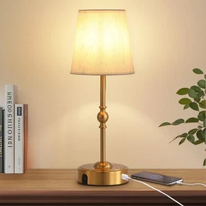 Cordless Rechargeable LED Table Lamp,Nightstand Lamp,Antique Brass Portables ... - Picture 1 of 9