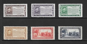 JUEGO PARCIAL CON BISAGRAS SAN MARINO SCOTT 143 - 148 COMO NUEVO - EDICIÓN GARIBALDI 1932 - Imagen 1 de 2