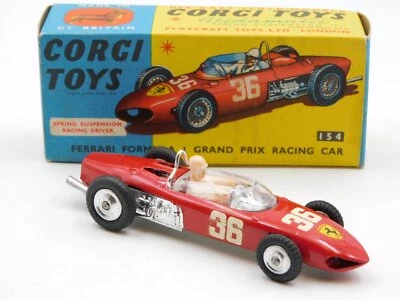 Corgi Toys Ferrari Formula 1 F1 #154 1/43 Vintage Die Cast Model Car 1960S - Image 1 of 4