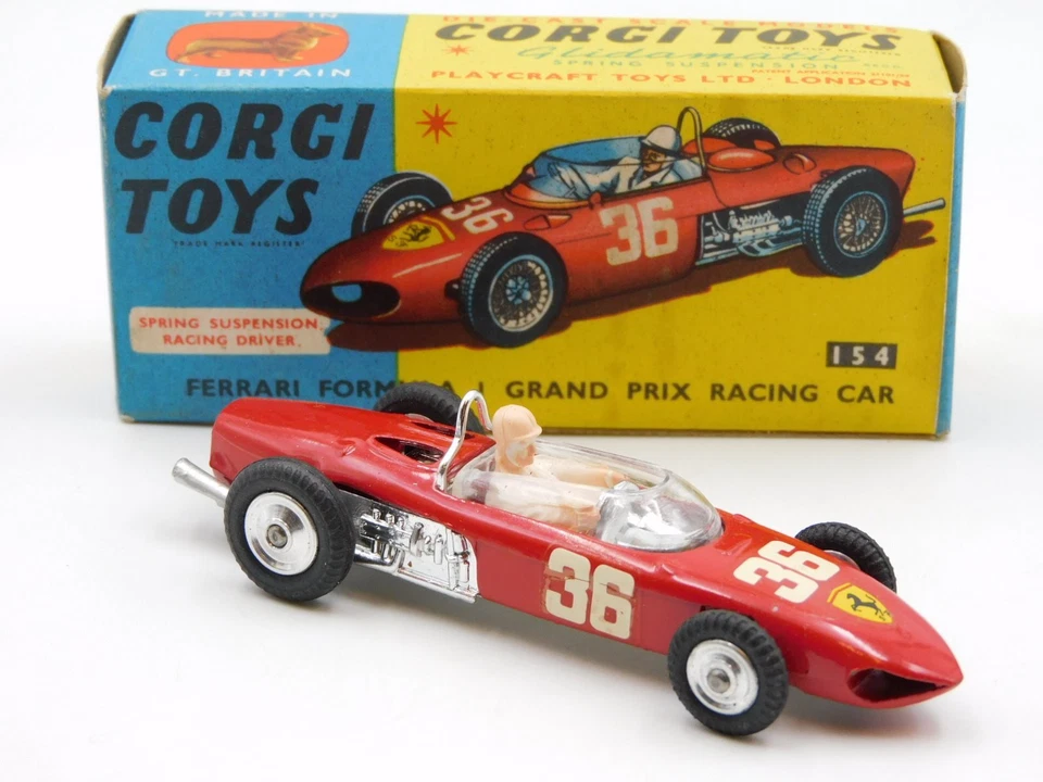 Corgi Toys Ferrari Formula 1 F1 #154  1/43 vintage die cast model car 1960s - Immagine 1 di 4