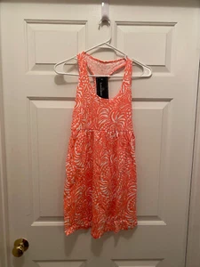 NWT Lauren James Women's The Printed Tailgate Coral Pink White Dress Small - Picture 1 of 4