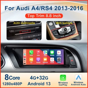 8.8" Android 13 Car GPS Stereo Radio Wifi Carplay Screen For AUDI A4 S4 A5 13-16 - Picture 1 of 12