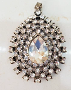 Vintage Strass Birne Träne Landebahn Anhänger - großer Anhänger - OHNE Halskette - Bild 1 von 24