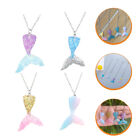 4 Pcs Mermaid Necklace Resin Miss Party Favors Tail