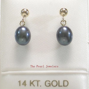Raindrop White Pearl Stud Dangle Earrings – 14k Yellow Gold Posts - Picture 1 of 9