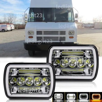 fit Freightliner MT35 MT45 MT55 New Brightest 2PC 5x7" 7x6" LED Headlights HI/LO - Image 1 of 4
