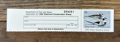 WTDstamps - 1990 ALASKA - State Duck Stamp - Mint OG NH **HUNTER TYPE** - Image 1 of 2