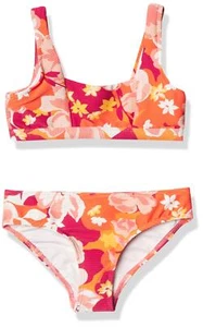 Seafolly Girls' Square Neck Bikini Swimsuit Set, Vintage Vacay Fanta, 10 - Picture 1 of 3