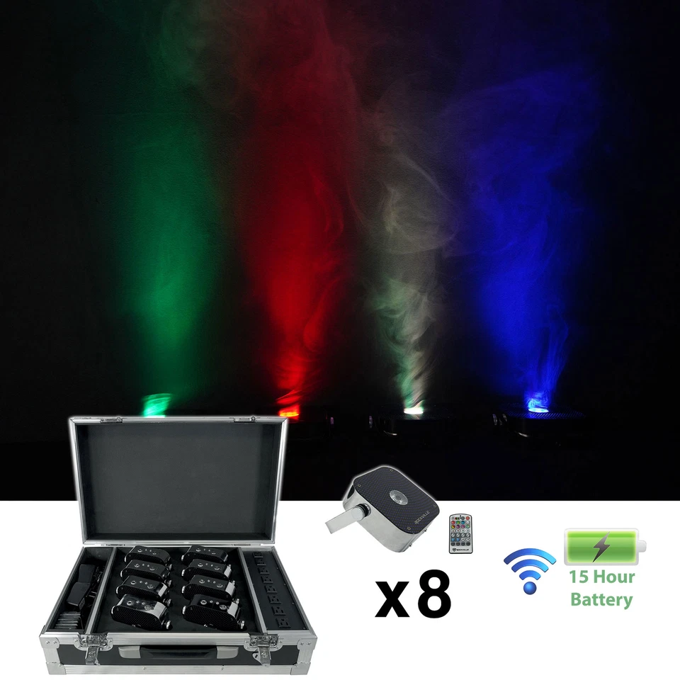 Rockville MINI RF1 V2 CHARGE PACKAGE (8) Battery DJ PAR Lights+Case+RF Remotes - Image 1 of 4