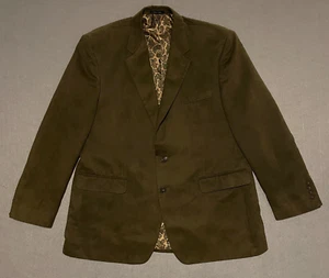Lauren Ralph Lauren Men's Dark Olive Suede Blazer Single Vent Paisley Lined  44R - Picture 1 of 12