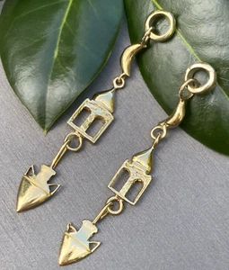 Vintage Celestial Earrings Estate Fine Jewelry Pre-Owned Moon Amphora 14K 18K - Picture 1 of 23