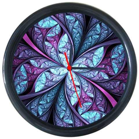 295349 Purple Leaf Fractal Abstrac Geometric Wall Clock Cover