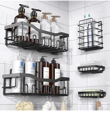 EUDELE Adhesive Shower Caddy, 5 Pack Rustproof Stainless Steel Bath Organizers w - Image 1 of 4