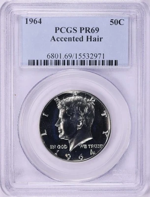 1964 Kennedy Half Accented Hair PCGS PR69 Accent Hair PF69 - Image 1 of 2