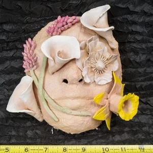 Handmade Plaster Mask Floral Art Design - Picture 1 of 5